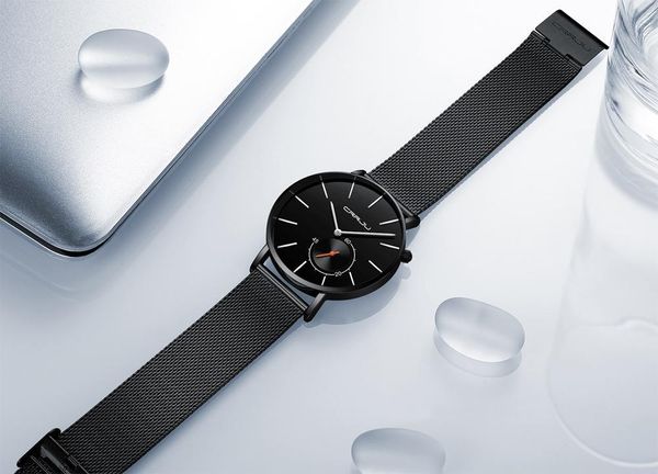 

2020 crrju men's watches brand luxury quartz watches casual stainless steel mesh strap ultra thin clock relog wrist watch, Slivery;brown