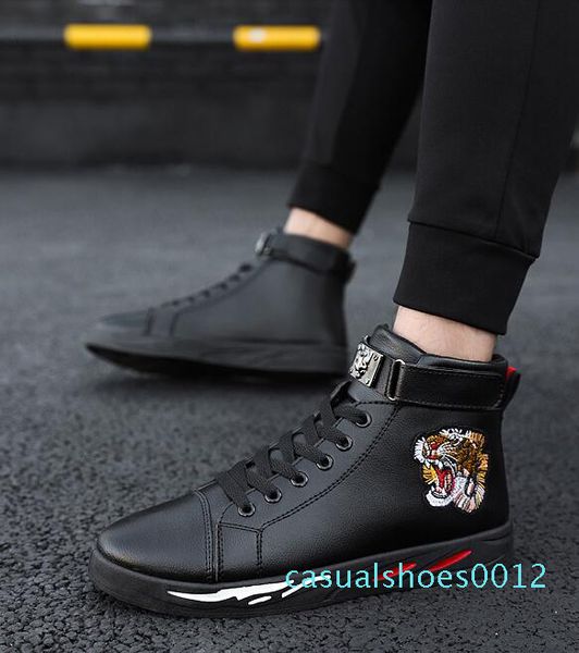 

brand designer tiger print ace embroidered high-sneakers black leather casual fashion luxury red sneakers men women clothing c12