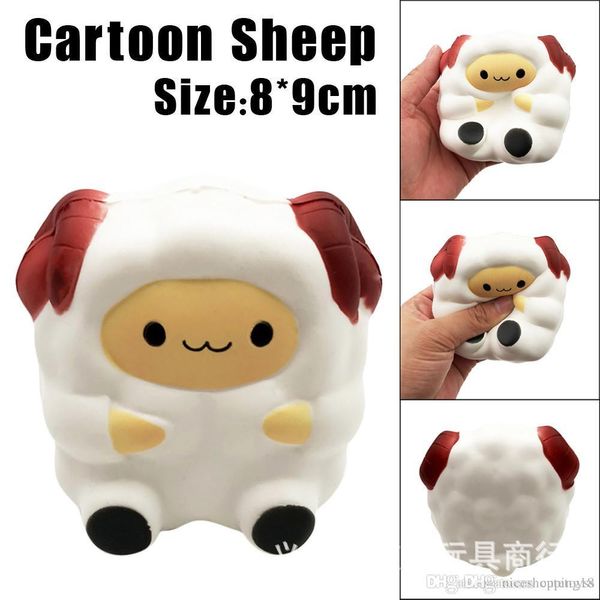 

good t115 squishy toy 9cm jumbo cartoon sheep slow rising straps pendant anti stress soft squeeze cream scented bread cake kid toy gift