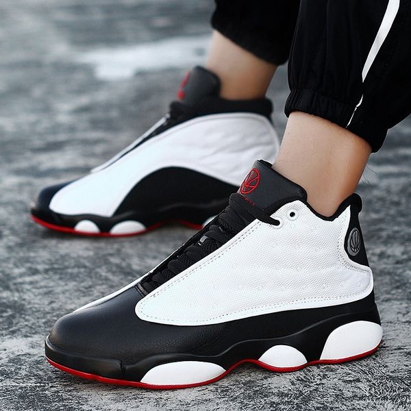

aj13 basketball shoe male shoe 2019 autumn sneakers male high help boots, Black;white
