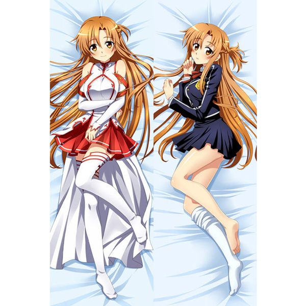 

anime pillow case sword art online decorative pillow cover asuna kirito shino girl life- sized body hugging case
