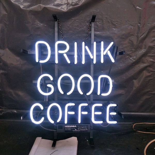 

drink good coffee neon sign light advertising bar entertainment club decoration art display glass neon lamp metal frame 17'' 24 