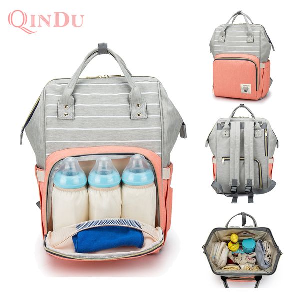 

qindu diaper bag striped bag mummy baby care large capacity waterproof maternity nappy bags backpack travel vs lequeen