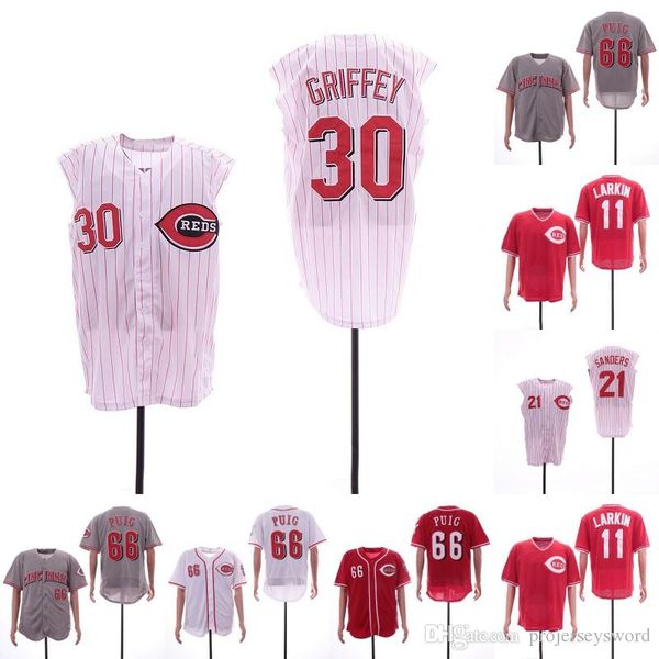 

Mens Cincinnati Jersey 30 Ken Griffey Jr. 21 Reggie Sanders 11 Barry Larkin 17 Chris Sabo 66 Yasiel Puig Reds Baseball Jerseys Cheap