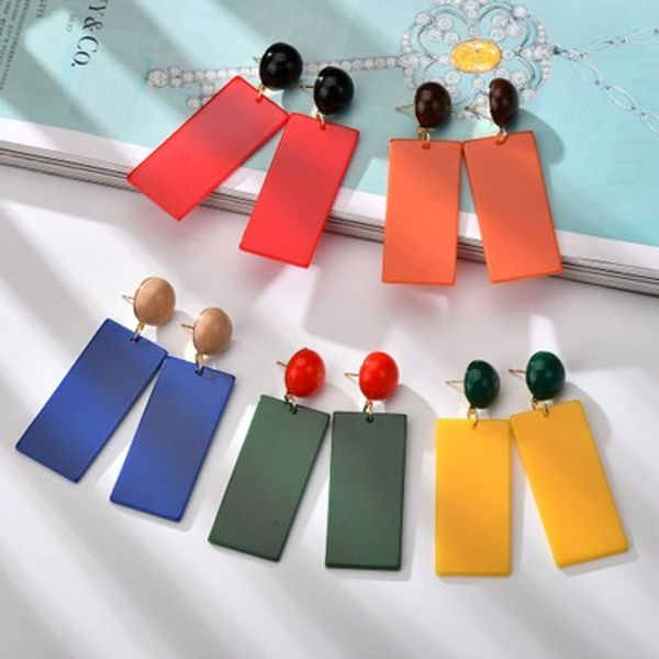 

2019 acylic punk drop statement earrings for women big colorful long earring female party jewelry e2428, Golden