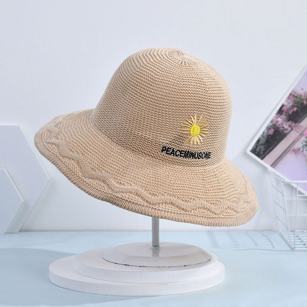 

outdoor girl letter beach bucket hats little daisy summer sun etiquette fisherman cap camping hunting chapeau bucket hat, Yellow