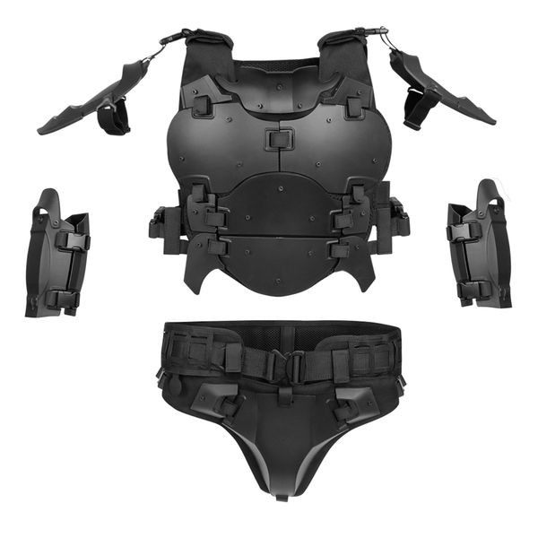 

outdoor multi-function tactical lightweight armor suit adjustable molle belt elbow pad groin crotch protection airsoft hunting, Black;green