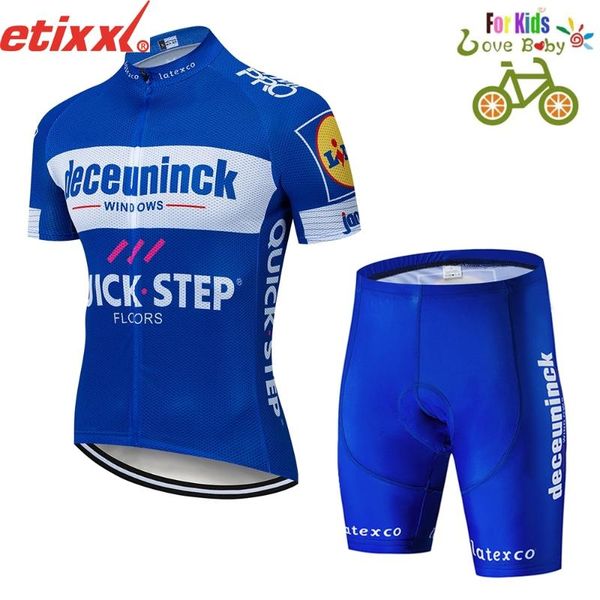 

kids quick step summer short sleeve pro cycling team jersey sets breathable mtb bike wear kids girls clothes sets, Black;blue