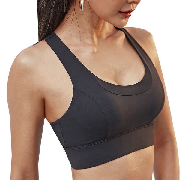 

shockproof gather fitness sports underwear ladies high-intensity running vest yoga beauty back bra, White;black