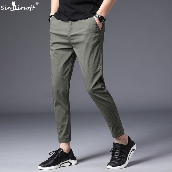 

голеностопного длина причинной гарем повседневных брюк брюки мужчины мужчины твердого тонкий прямой бизнес классический человек брюки pantal, Black