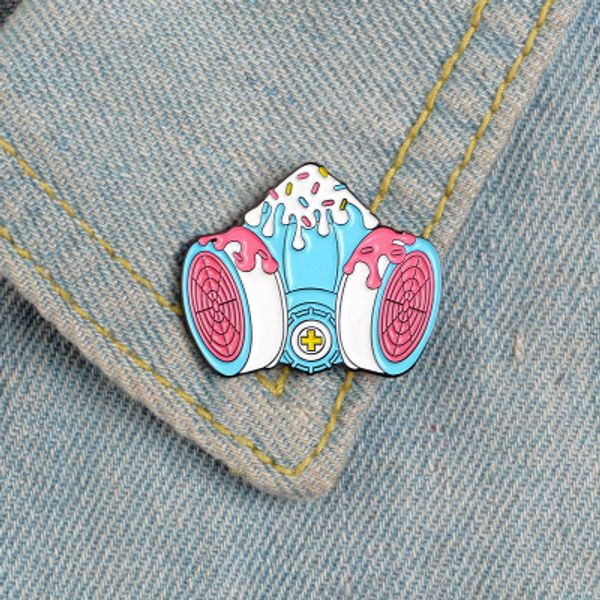 

melty gas mask enamel pins pink girly brooches lapel pin shirt bag badge cartoon pastel goth jewelry gift for friends, Gray