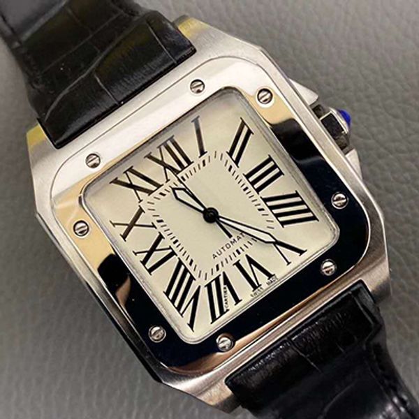 

classic brand car san w2007051 mens watches 2813 automatc movement calfskin leather strap sapphire glass 44mm dial 100m waterproof, Slivery;brown