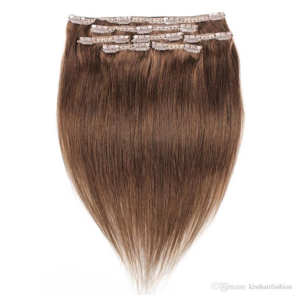 Kisshair Clip In Hair Extension 4 Dark Brown Color Remy Indian