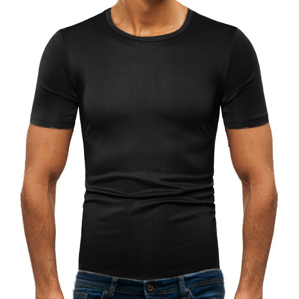 

2019 summer t- shirt new men's crew neck tee shirt slim fit short sleeve solid color casual t-shirt, White;black