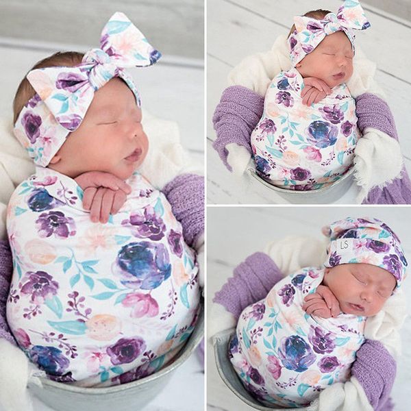 

Cotton Swaddle Muslin Blanket Newborn Baby Floral Wrap Swaddling Blanket 3Pcs