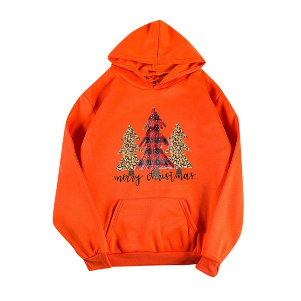 

fashion christmas tree print women long sleeve pullover hoodie ladies outdoor loose street sweatshirts tracksuits female, Black
