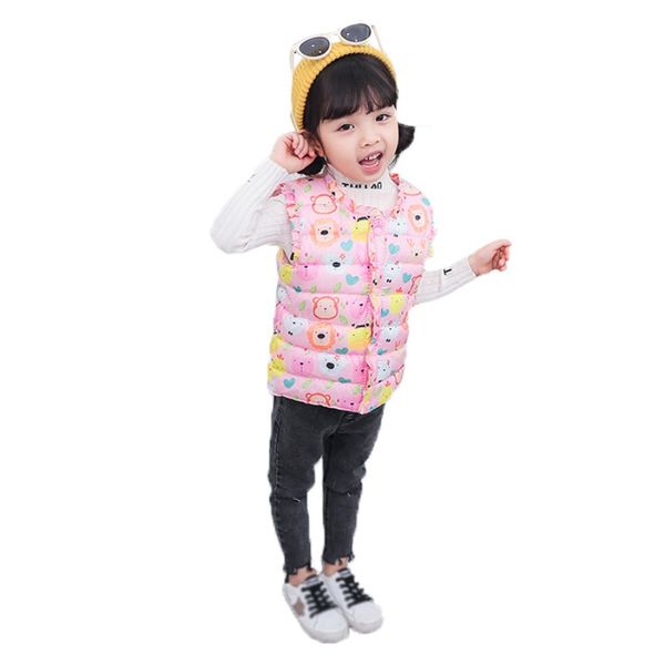 

kids girls vest cartoon print jacket winter baby warm outerwear coats outfits newest, Blue