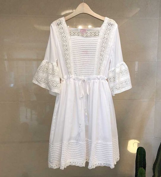 

2019 new arrival summer fashion korean dresses high waist red /white lace hollow loose dress vestidos, Black;gray