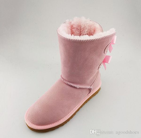 

new women boots short mini australia classic knee tall winter snow boots bailey bow ankle bowtie black grey chestnut red 36-41