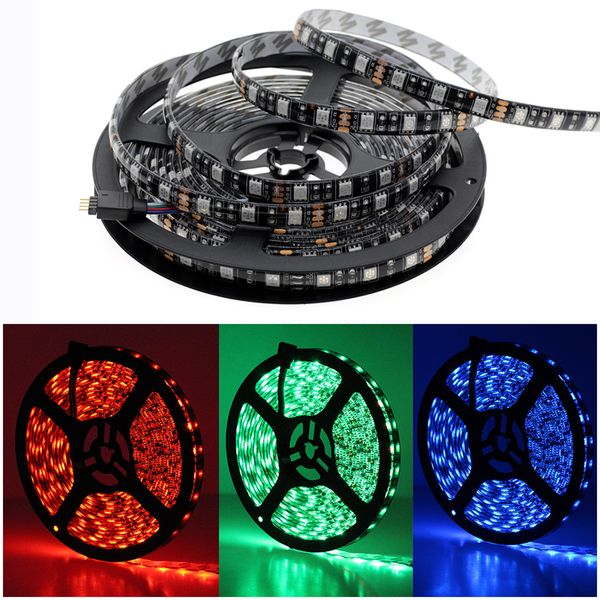 

black pcb led strip 5050 dc12v no waterproof / waterproof 60led/m rgb / white / warm white flexible led light strips