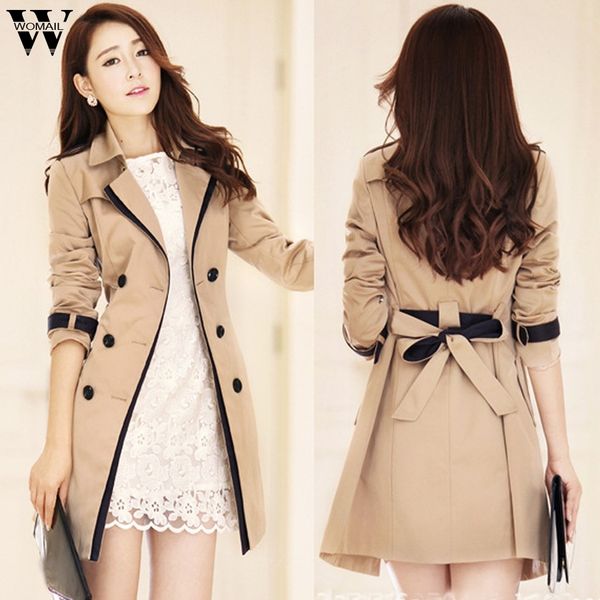 

womail womens coats fashion women winter autume buttons back bow bandgae windbreaker jacket coat women 2019 s-3xl, Black;white