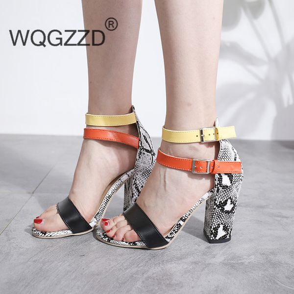 

summer women's sandals high heels buckle strap ladies sandals pumps, Black