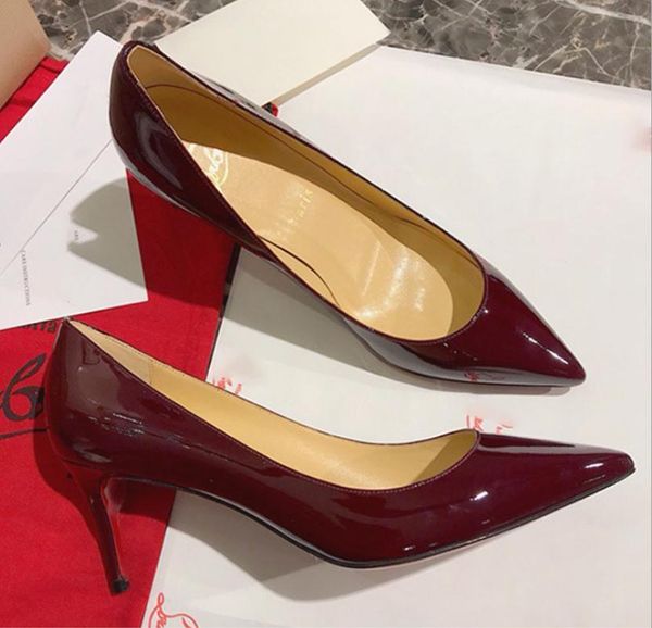 

2019 Luxurious Brand CL Red Bottom Women Wedding Party Shoes High Heels Design Casual Rubber Genuine Leather Women Pumps Dress Shoes 35-40