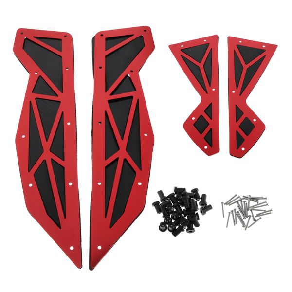 

motorcycle front and rear passenger foot board floorboards footrest footpeg step pads for yamaha nmax125 nmax155 2015-2019 , red