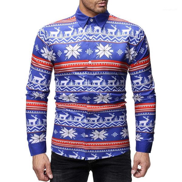 

одежда повседневная рождественский принт мужская мода дизайнер повседневные рубашки с длинным рукавом отложным воротником homme одежда обычн, White;black