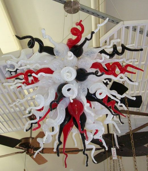 

wholesale price modern ceiling lights for lobby red black white art decoration contemporary chandelier light