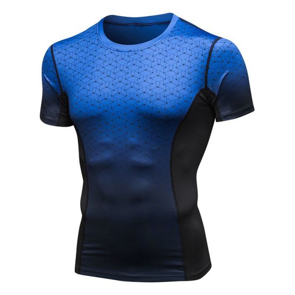 

men casual short sleeve running shirts quick-drying breathable bottoming round collar t-shirt sports print, Black;blue