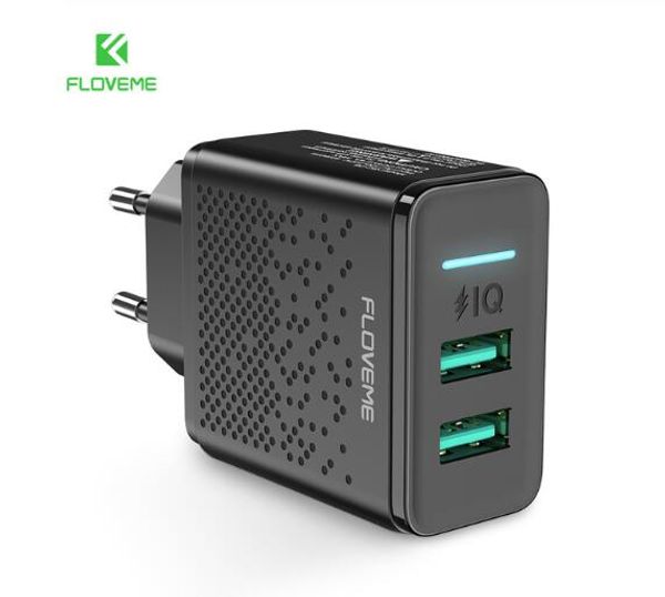 

floveme dual usb charger 5v 2.4a fast charging wall charger adapter eu plug mobile phone for iphone ipad mini samsung xiaomi