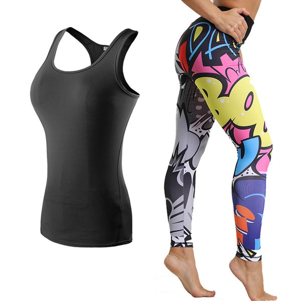 

women's yoga set gym clothing leggings+sports vest running fitness training clothing for women sportswear for women fitness
