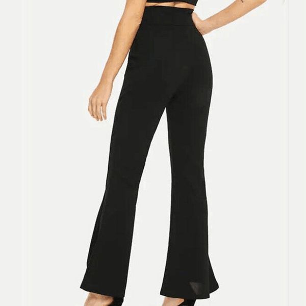 

2019 new style women fashion casual office ladies high waist zipper solid long pants sandy beach pants z816, Black