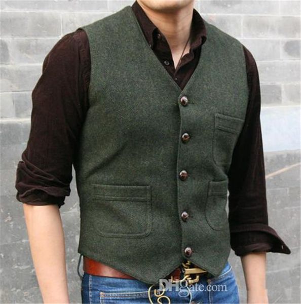 

2020 latest farm wedding wool vests gray groom vest slim fit mens suit vest prom wedding waistcoat dress plus size, Black
