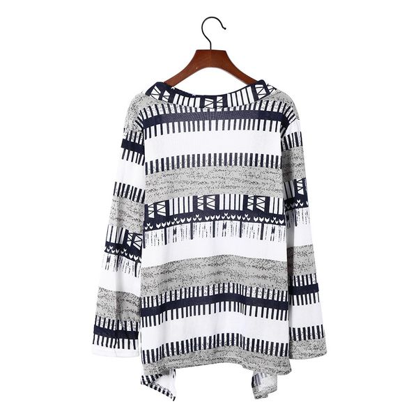 

womens fashion long sleeves leisure mosaic flower long cardigan coat, White