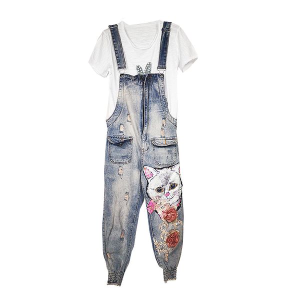 

light blue european fashion sequins denim overalls shuhua28