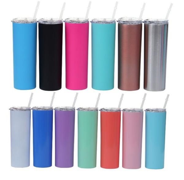 

stainless steel cup skinny tumbler vacuum insulated straight cups beer coffee mug with straws lid
