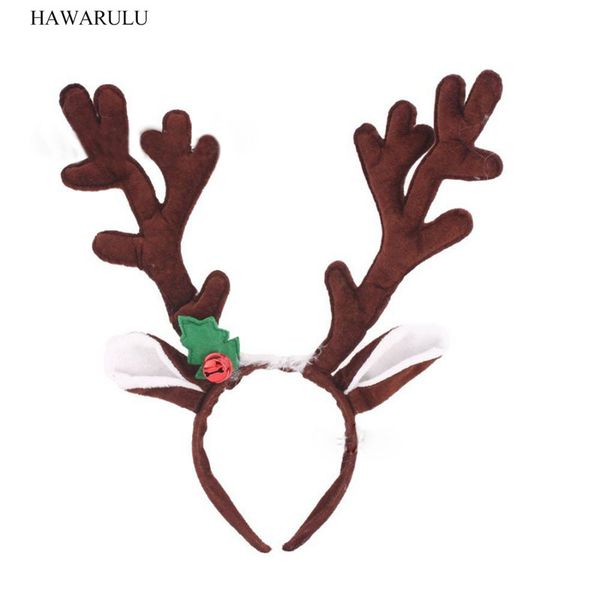 

5шт 24сма diy рождественских кнопок обруч коричневого бархат губка рога обруч рождество оголовье украшение украшения для дома