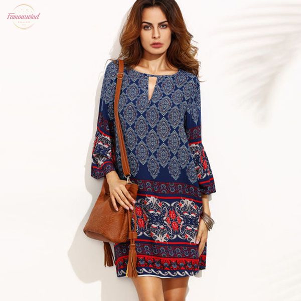 

модный бренд печати синее платье женская одежда лето повседневная круглый вырез мини с длинным рукавом свободные винтажные платья vestidos, Black;gray