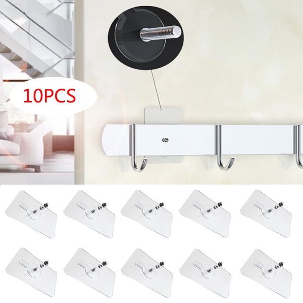 

10pcs home nail wall hook screw adhesive non-trace no drilling for bathroom kitchen organizer hooks home storage hooks