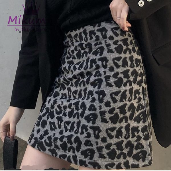 

autumn winter women leopard print skirt harajuku fashion high waist a-line mini skirt casual retro streetwear faldas mujer, Black