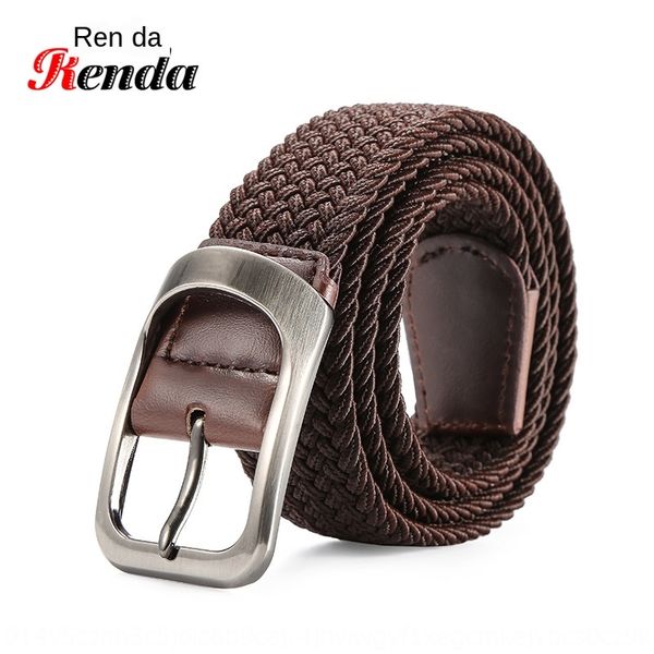 

woven elastic men's canvas punching pin buckle elastic women's canvas belt all-match casual belt, Black;brown