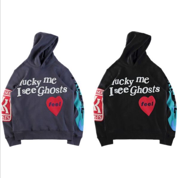 

kanye west mens hoodies see ghosts letter printing hooded sweatshirts streetwear hip hop style asian s-xl, Black