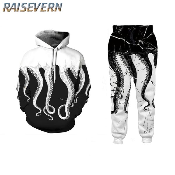 

raisevern 2018 men tracksuits outwear hoodies drawstring harajuku sets male sweatshirt men set print hoodies+pants 2 pieces sets, Gray