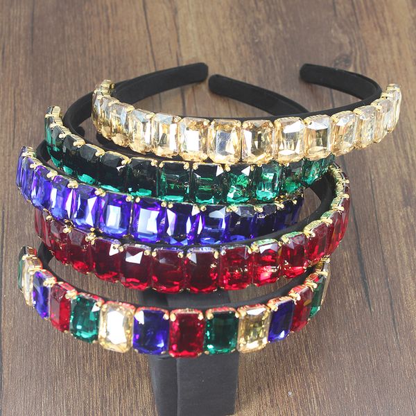 

Fashion Baroque Luxury Green Blue Multicolor Sparkly Crystal Headband Vintage Metal Headdress Hair Jewelry Wedding Accessories