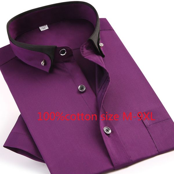 

2020 new arrival mens fashion 100%cotton super large men extra casual shirts turn-down collar solid plus size -9xl, White;black