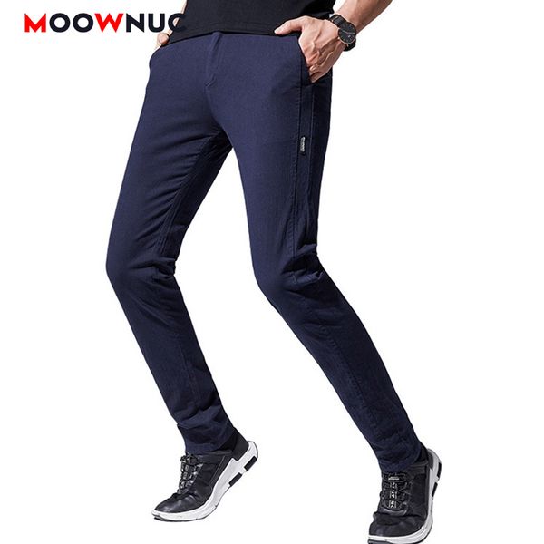 

men's pants thin sweatpants elastic slim solid full-length trouser 2021 summer corduroy casual fashion male design classic, Black