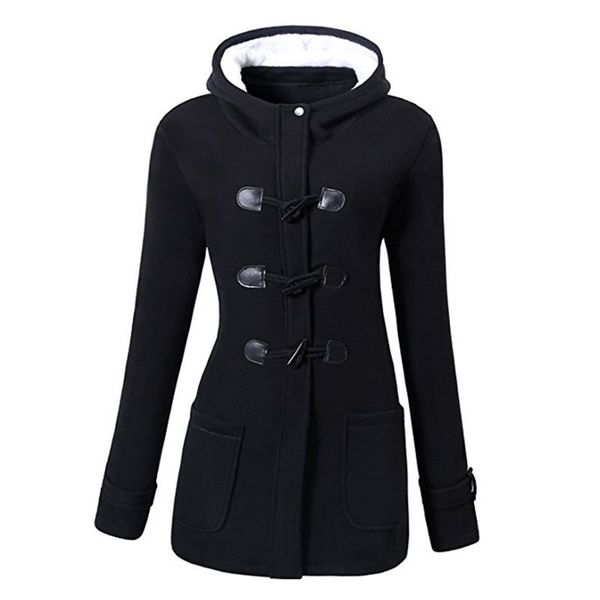 

casual plus size winter warm black gothic women jackets slim overcoats hooded office ladies zipper pocket female outwears 2019, Black;brown