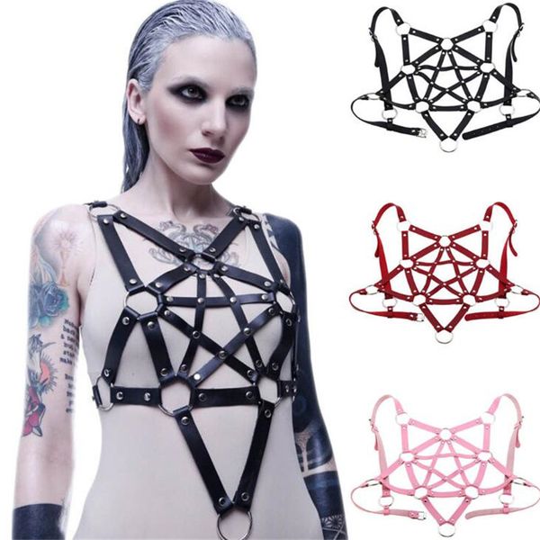 

diezi punk gothic star choker necklaces bra bondage collar necklace for men women party harness anime jewelry, Silver